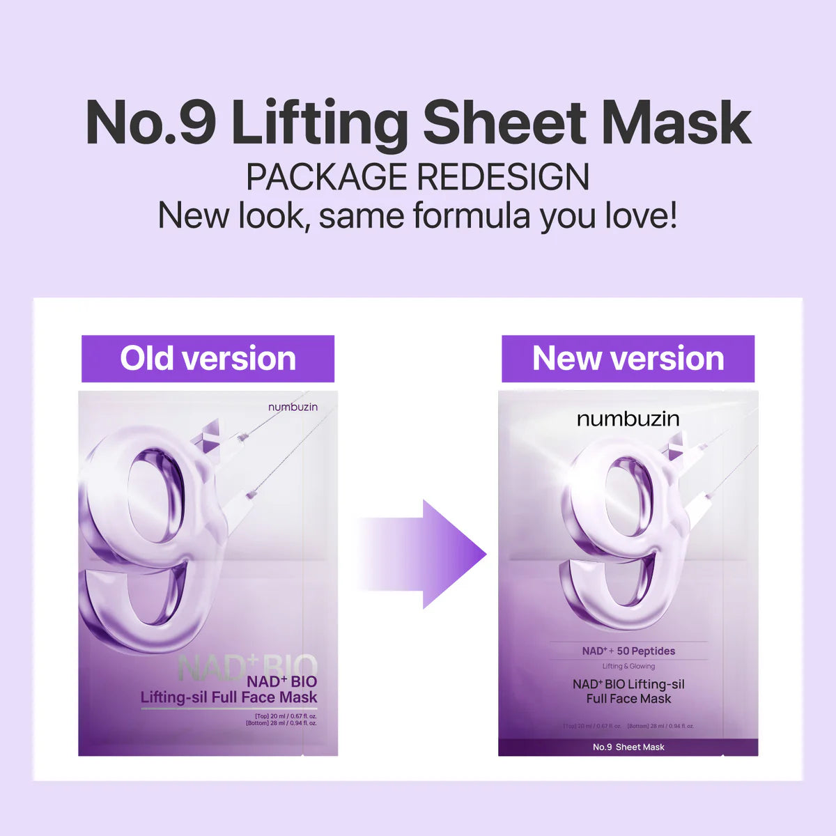 NUMBUZIN No 9 NAD+ BIO Lifting-sil Full Face Mask (4 Sheets + Lifting Band)