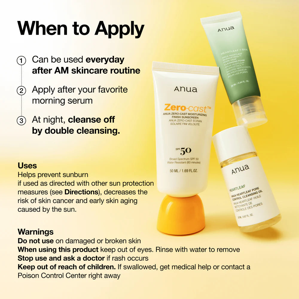 ANUA Zero-cast Moisturizing Finish Sunscreen SPF50+